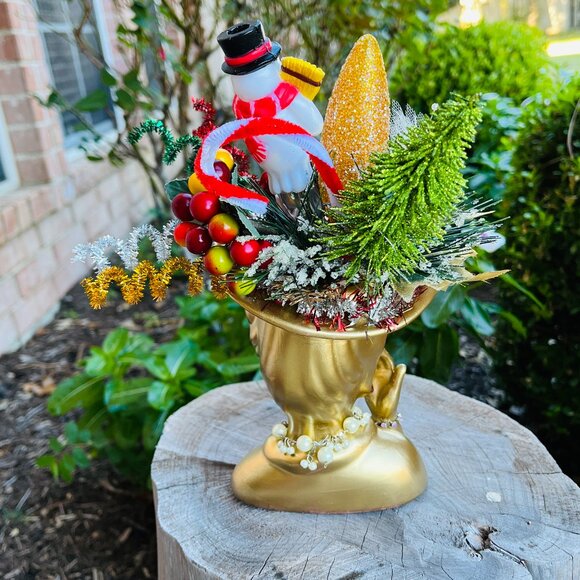 OOAK Kitschy Christmas Head vase made by me! - Picture 8 of 16